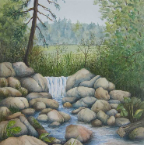 Waterfall-mixed-media-12x16-Judith-Panson